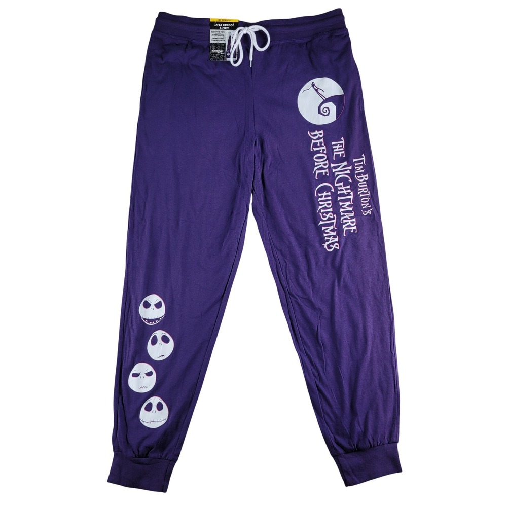 Disney Jogger Pants Men Large Purple Nightmare Before Christmas Jack Skellington